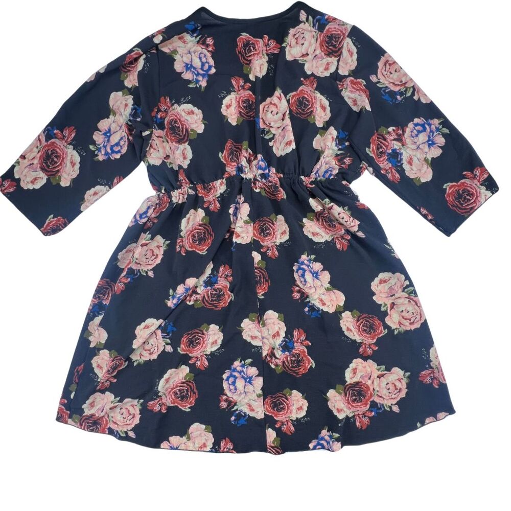 Rue + Cardigan 2X Black Floral Topper Tie Waist Kimono Romantic Flowy Duster - Picture 7 of 10